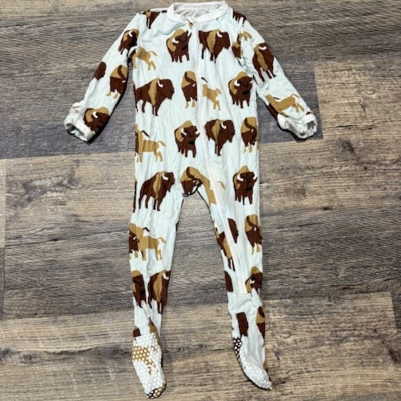 KicKee Pants Buffalo Print 6-9 Months Footie Pajamas - Picture 1 of 4